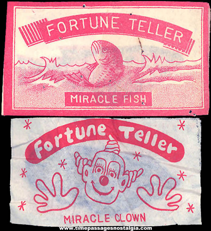 (2) Old Unopened Cracker Jack Pop Corn Confection Novelty Toy Prize Fortune Teller Miracle Fish and Clown