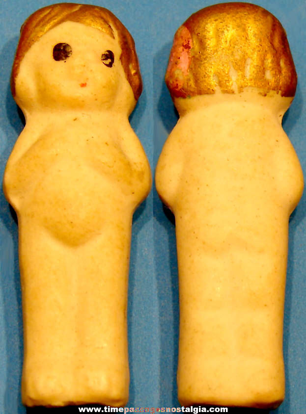 1930s Cracker Jack Pop Corn Confection Painted Porcelain or Bisque Toy Prize Girl Doll Figure