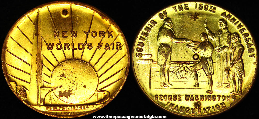 1939 New York World’s Fair George Washington Inauguration 150th Anniversary Souvenir Token Coin