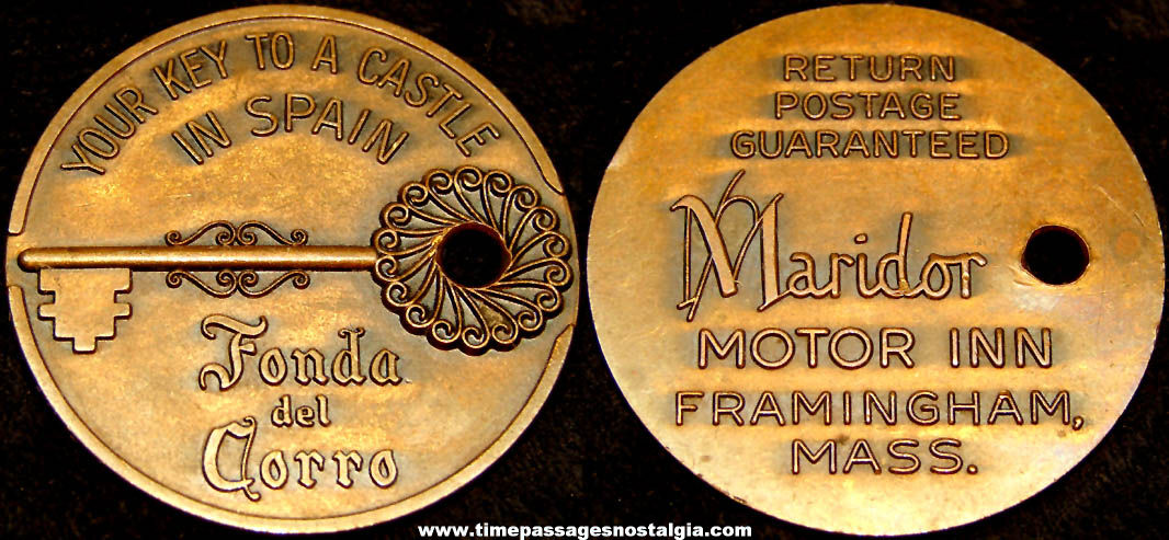 Old Maridor Motor Inn Framingham Massachusetts Advertising Coin Key Chain Fob
