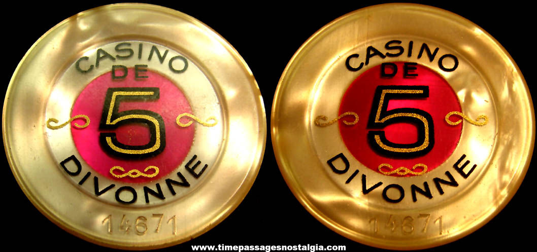 Old French Casino De Divonne Five Franc Gaming or Gambling Token Coin