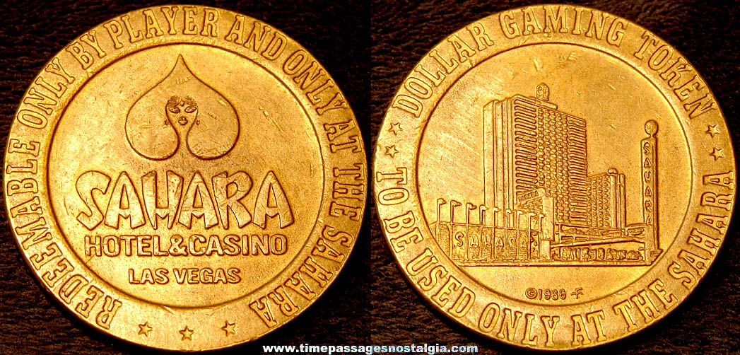 1966 Sahara Las Vegas Nevada Hotel & Casino One Dollar Gaming or Gambling Token Coin