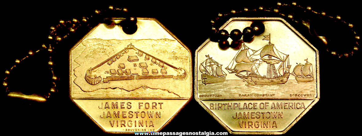 Old Unused Jamestown Virginia Birthplace of America Advertising Souvenir Brass Metal Key Chain