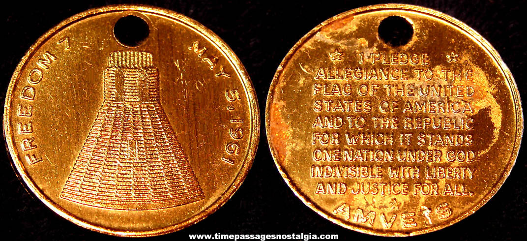 1961 Freedom 7 Amvets Space Capsule Advertising Souvenir Commemorative Token Coin Medallion