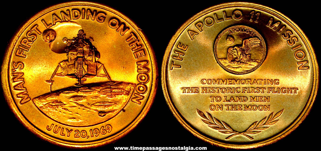 1969 United States Apollo 11 NASA Moon Landing Space Mission Advertising Souvenir Commemorative Token Coin