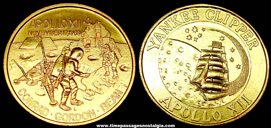 1969 United States Apollo XII NASA Moon Landing Space Mission Advertising Souvenir Commemorative Token Coin