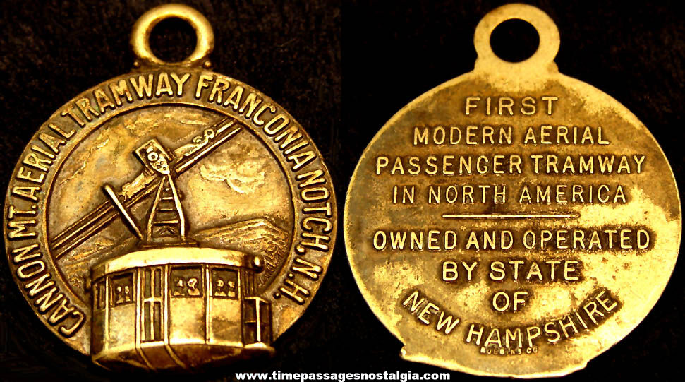 Old Cannon Mountain Franconia Notch New Hampshire Aerial Tramway Advertising Souvenir Charm or Fob