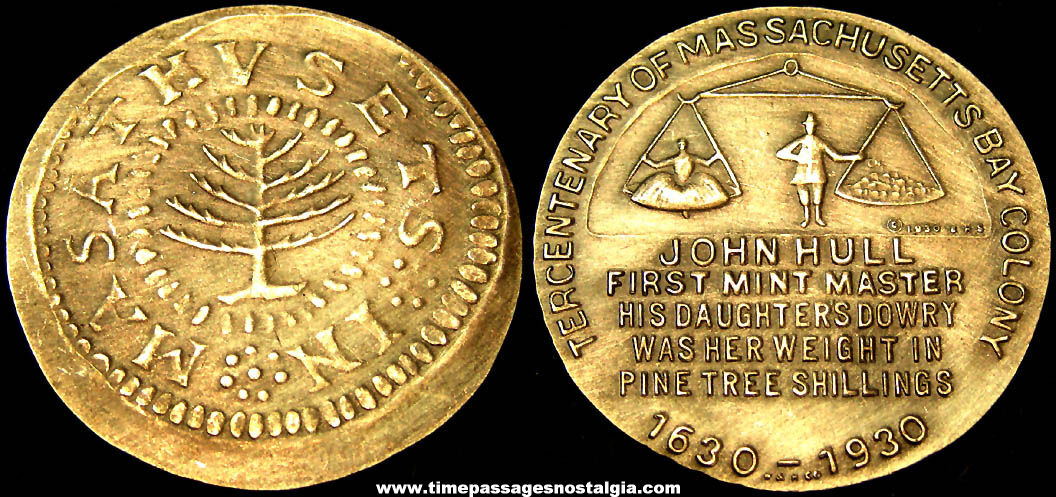 1930 Massachusetts Bay Colony Tercentenary Pine Tree Shilling Advertising Token Coin