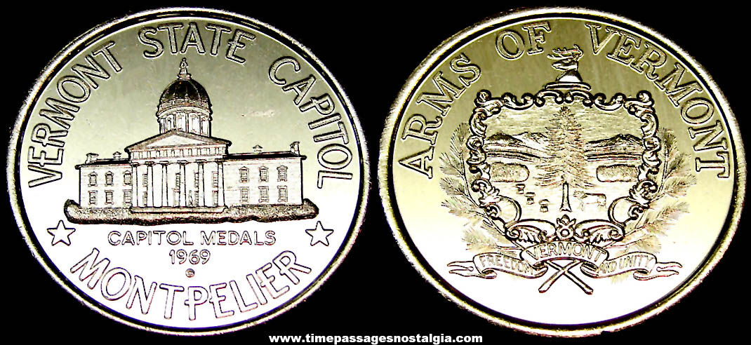 1969 Vermont State Capitol Montpelier Vermont Advertising Souvenir Token Coin