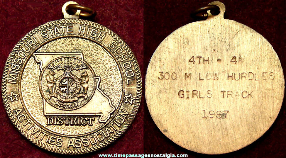 1987 Missouri State High School Activities Association Girls Track Award Medal