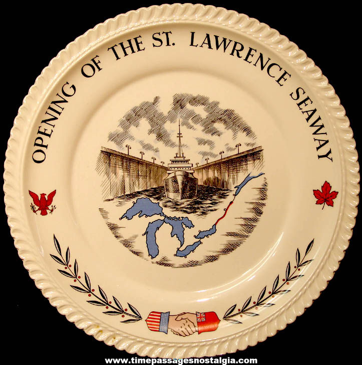 1959 St. Lawrence Seaway Opening Ceramic or Porcelain First Edition Commemorative Plate