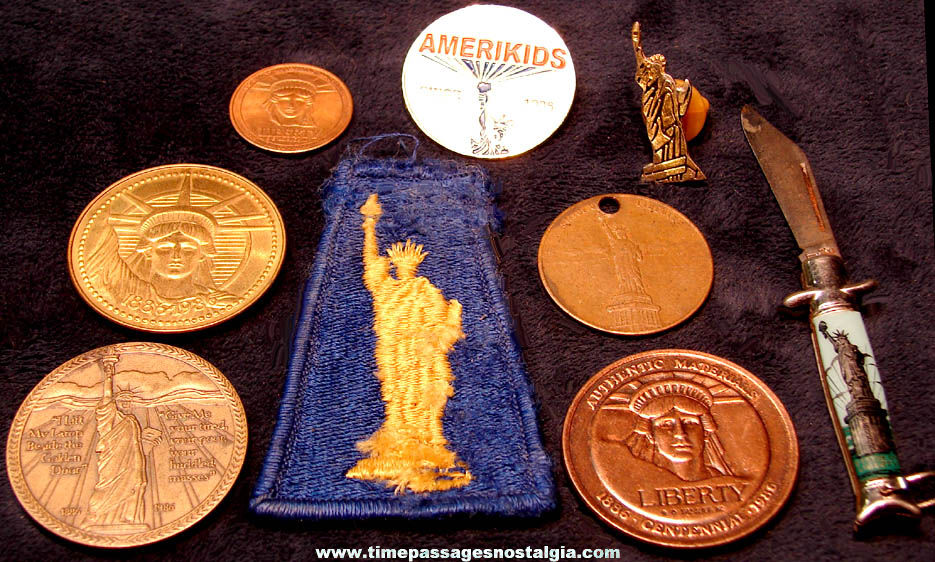(16) Different Old Statue Of Liberty New York Related Advertising and Souvenir Items
