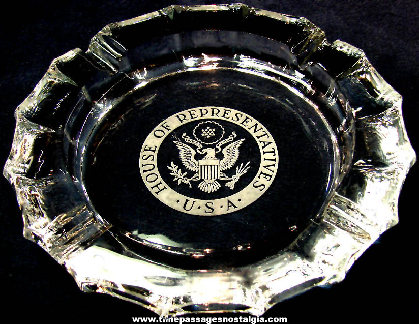 United States House of Representatives Heavy Etched Glass Cigar or Cigarette Ashtray