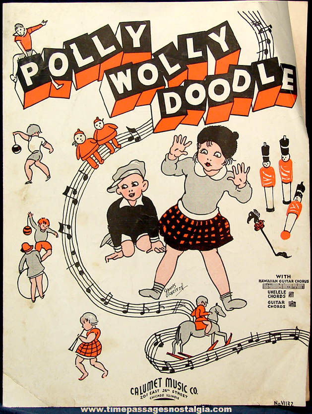 Colorful Old Polly Wolly Doodle Guitar & Ukelele Song Calumet Sheet Music