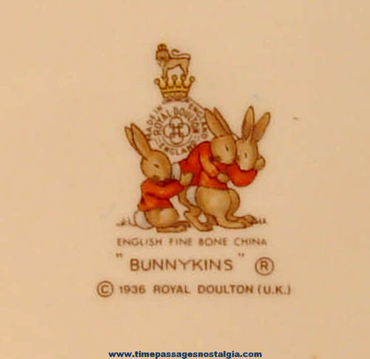 Colorful 1936 English Royal Doulton Fine Bone China Bunnykins Comic Character Plate