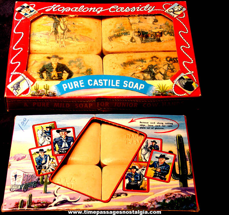 Old Unused Box of Four Hopalong Cassidy Cowboy Hero Pure Castile Soap Bars