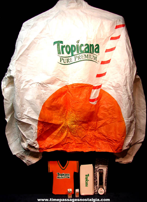 (5) Different Colorful Old Unused Tropicana Orange Juice Advertising Premium Items