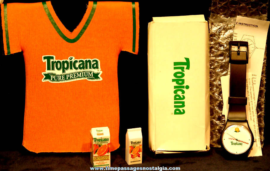 (5) Different Colorful Old Unused Tropicana Orange Juice Advertising Premium Items