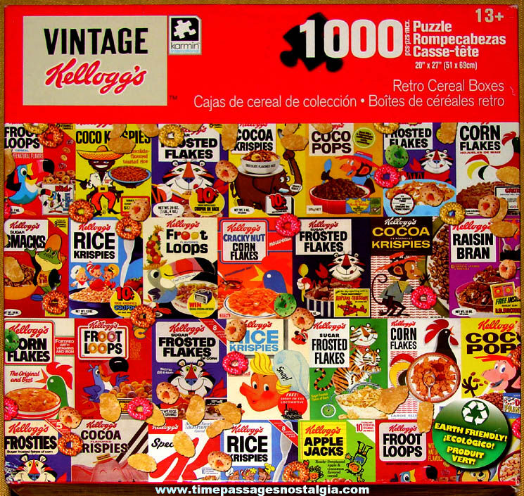 Colorful Boxed 2015 Kelloggs Vintage Cereal Boxes 1000 Piece Jig Saw Puzzle