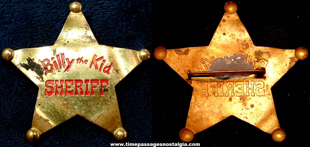 Old Painted Metal Billy The Kid Five Point Star Sheriff Badge