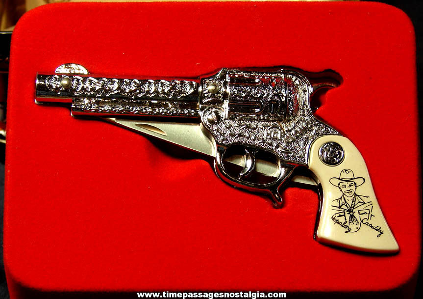 Unused 1995 Hopalong Cassidy Comic Book & Movie Cowboy Hero Six Shooter Pocket Knife with Mini Tin Lunch Box