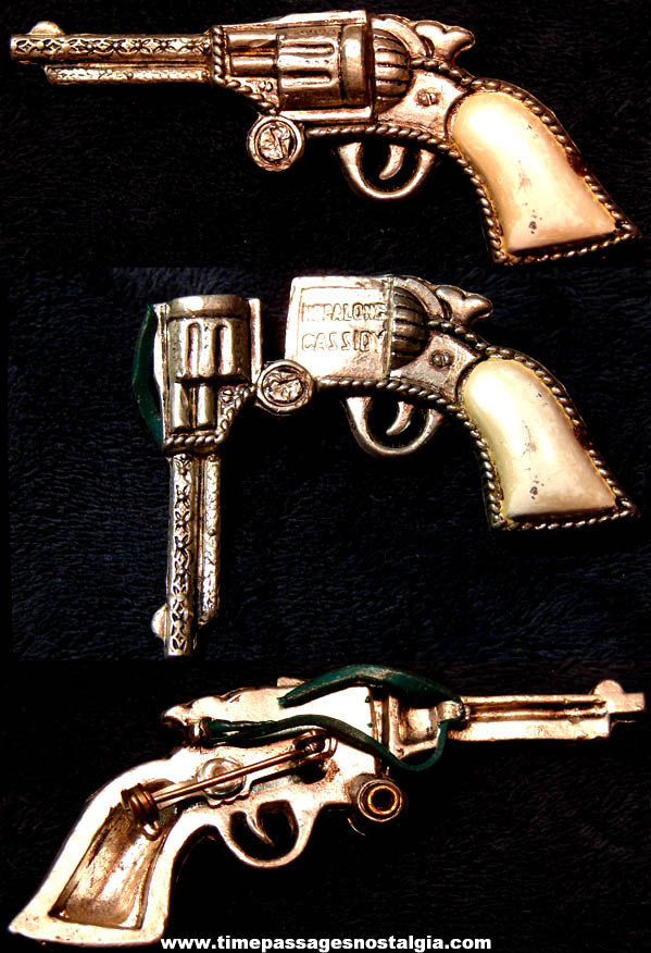 Old Hopalong Cassidy Comic Book & Movie Cowboy Hero Revolver Gun Jewelry Pin