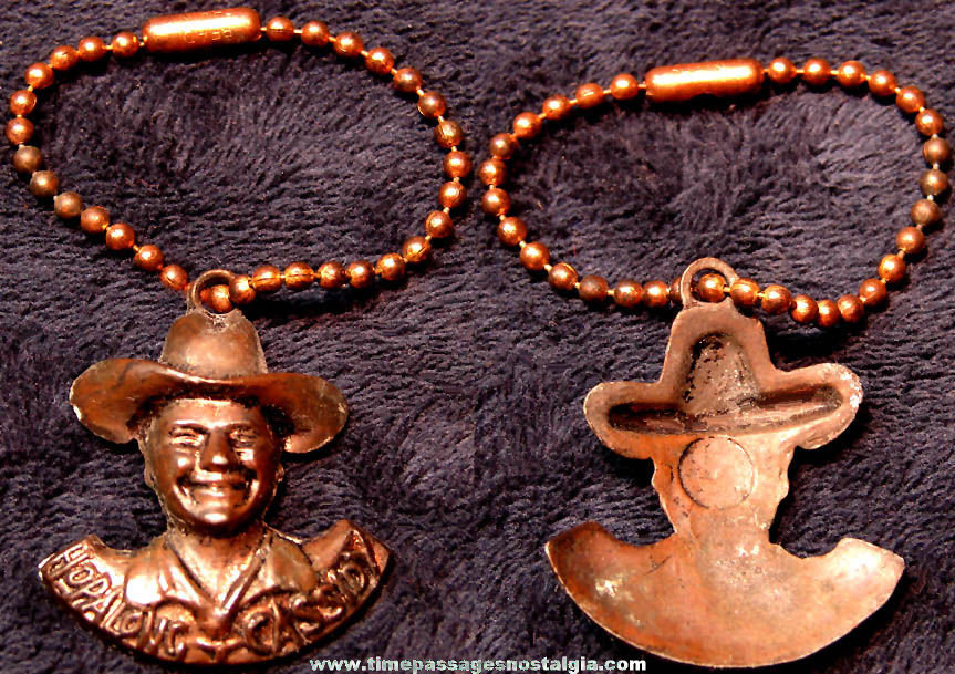 Old Hopalong Cassidy Comic Book & Movie Cowboy Hero Advertising Premium Metal Necklace Pendant Charm