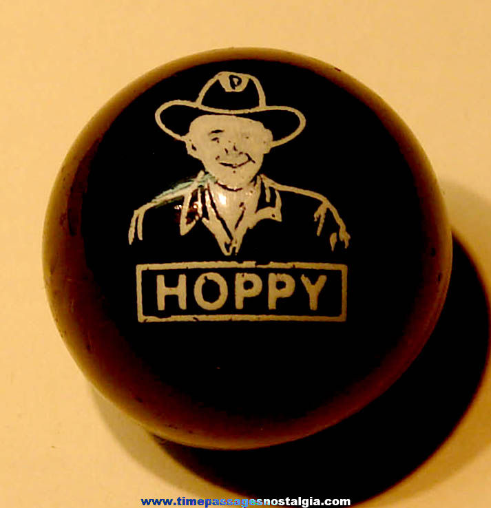 Old Hopalong Cassidy Comic Book & Movie Cowboy Hero Black Glass Toy Game Marble