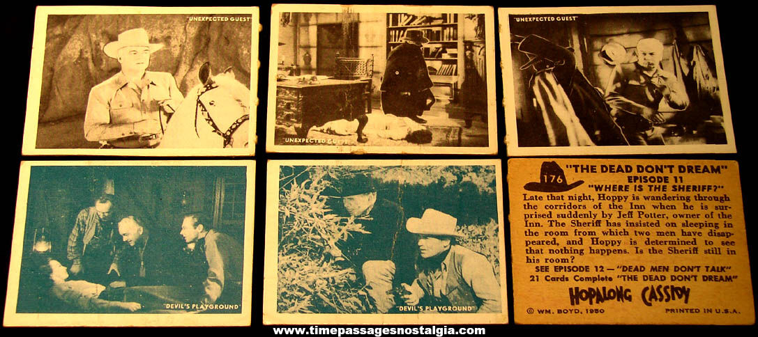 (6) 1950 Hopalong Cassidy Comic Book & Movie Cowboy Hero Topps Non Sports Trading Cards