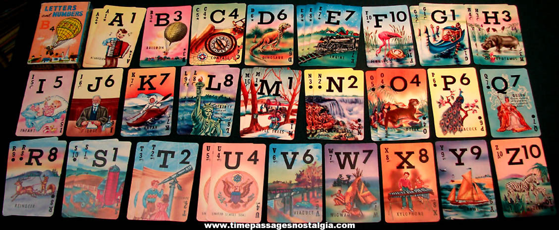 Old Boxed Russell Letters & Numbers Childrens Card Game