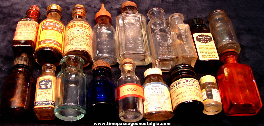 (18) Different Small Old Pharmacy or Medicine Glass Bottles