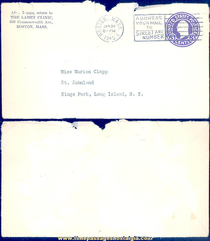 1940 Frank H. Lahey Founder Signed Boston Massachusetts Lahey Clinic Letter with Envelope