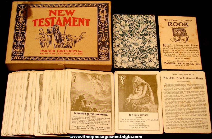 Old Boxed Parker Brothers New Testament Illustrated Religious Card Game