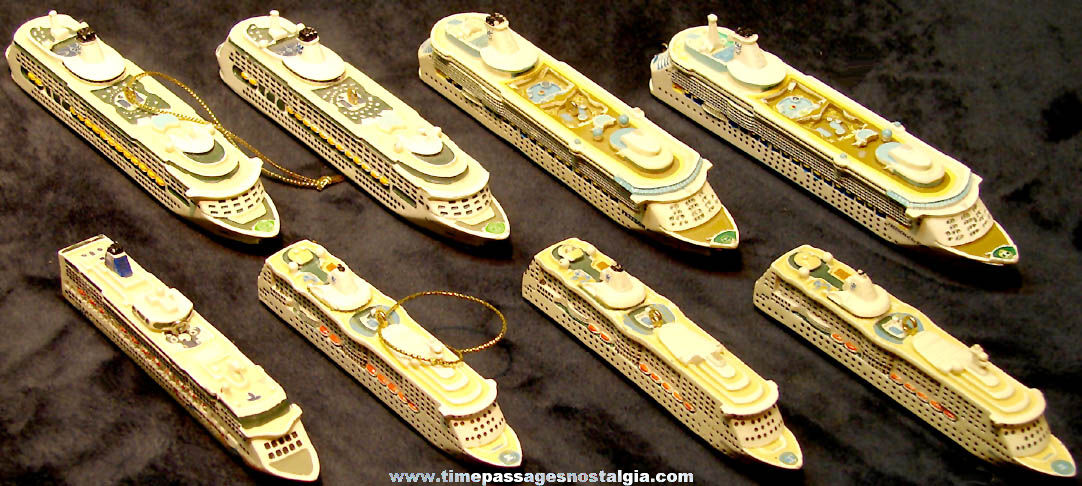 (8) Miniature Painted Souvenir Ocean Liner Cruise Ships