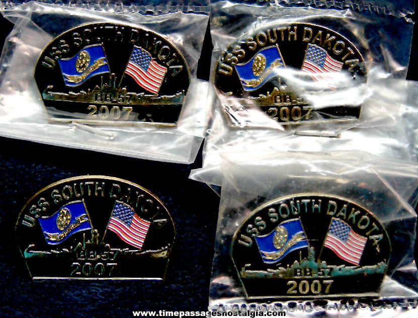 (4) 2007 United States Navy U.S.S. South Dakota BB-57 Enameled Reunion Pins