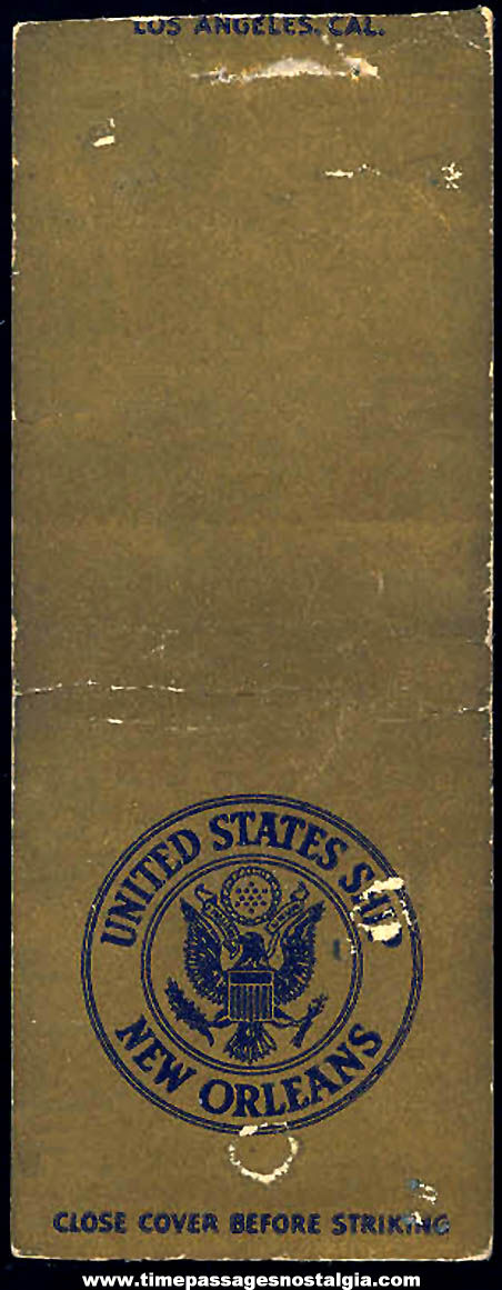 Old United States Navy U.S.S. New Orleans CA-32 Cruiser Ship Advertising Match Book Cover