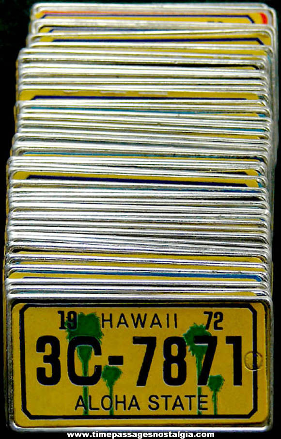 (50) Matching Old Miniature Gum Ball Machine Toy Prize Hawaii State Auto License Plates