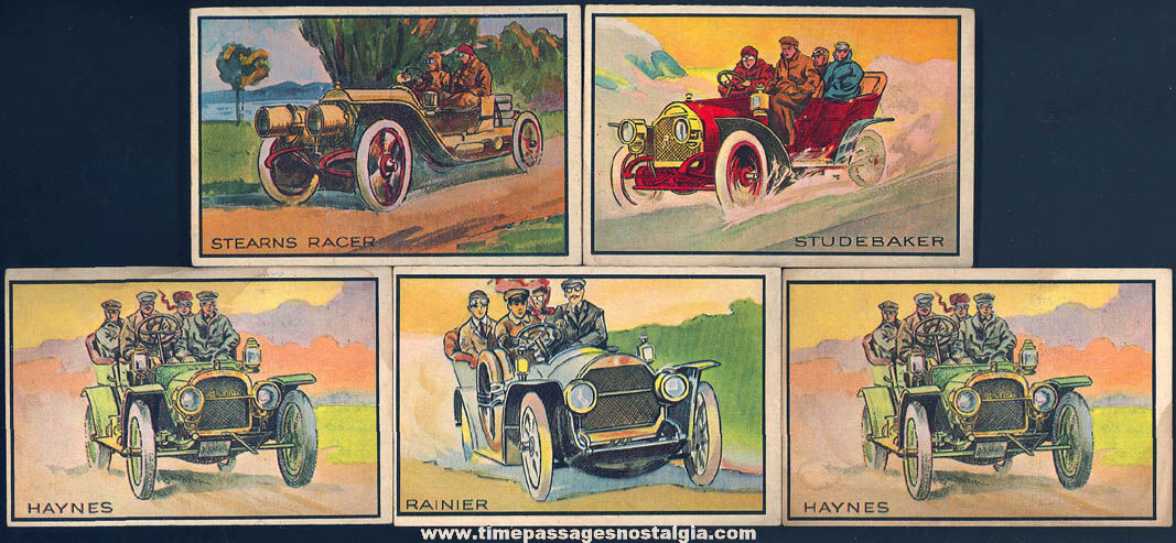 (5) Colorful 1953 Bowman Antique Auto Car Non Sports Trading Cards