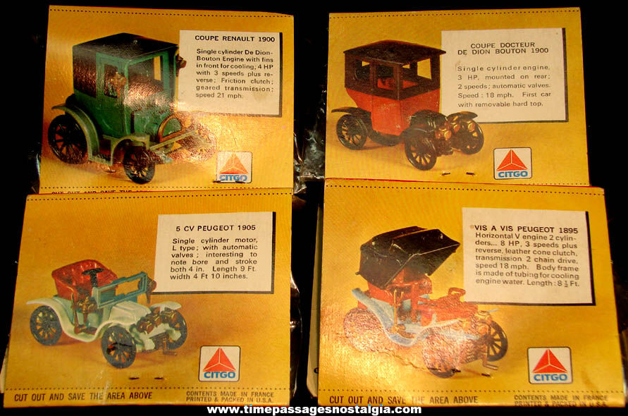 (4) Different Unopened Citgo Gas Station Advertising Premium Antique Automobile Car Model Kits