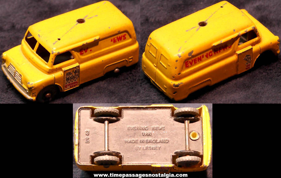 Old Lesney Matchbox Series No. 42 Evening News Van Miniature Diecast Toy Truck