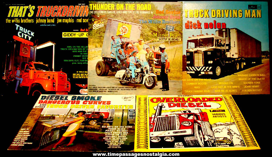 (5) Different 1960s & 1970s Truck Driving Country Music Record Albums