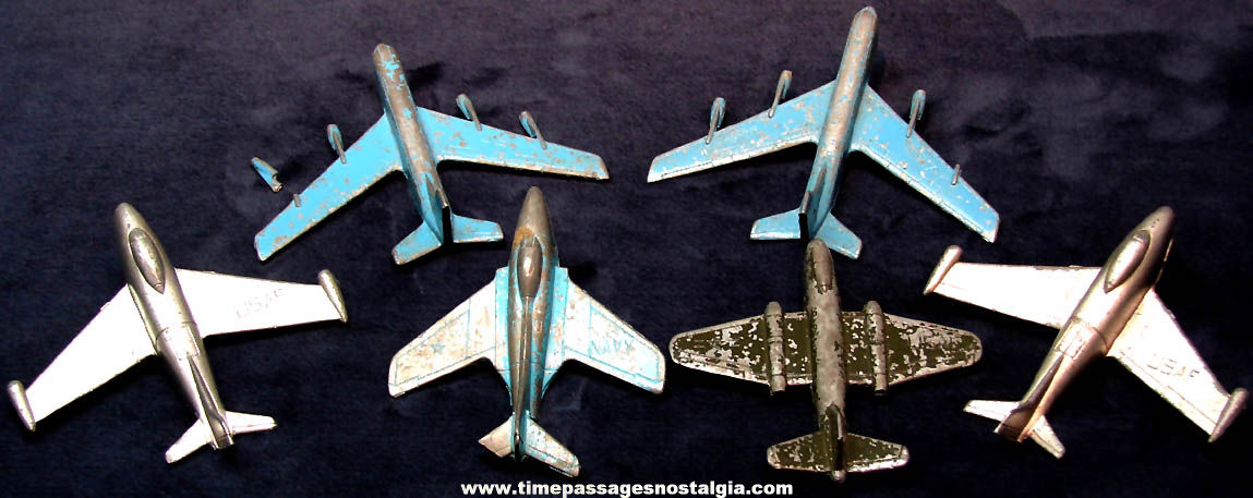 (6) Old Metal Midgetoy U.S. Navy & U.S. Air Force Bomber & Jet Military Airplanes