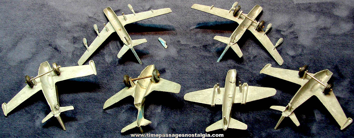 (6) Old Metal Midgetoy U.S. Navy & U.S. Air Force Bomber & Jet Military Airplanes