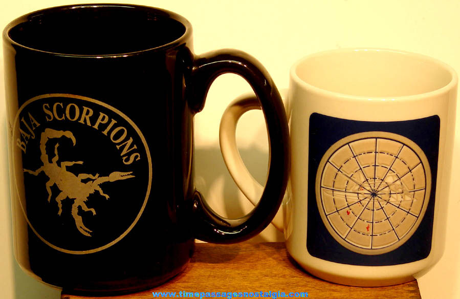 (2) Different United States Air Force F-117A Stealth Fighter Aircraft Advertising Ceramic Coffee Mugs