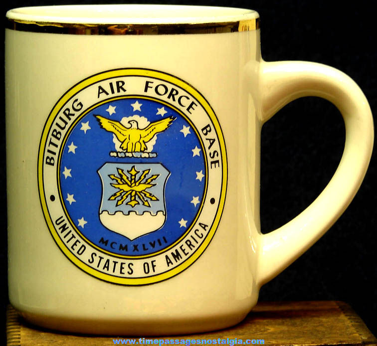 United States Bitburg Air Force Base Advertising Souvenir Ceramic Coffee Mug
