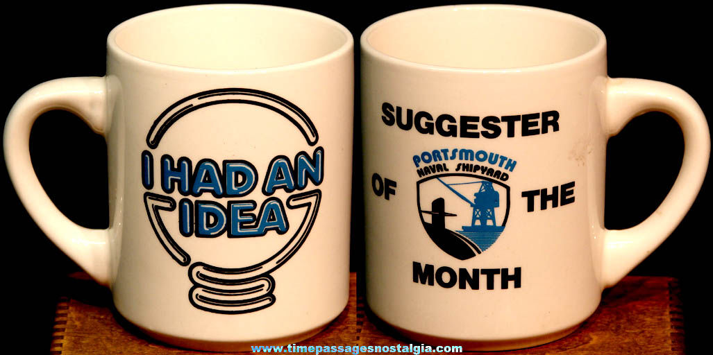 United States Navy Portsmouth Naval Shipyard Advertising Souvenir Ceramic Coffee Mug