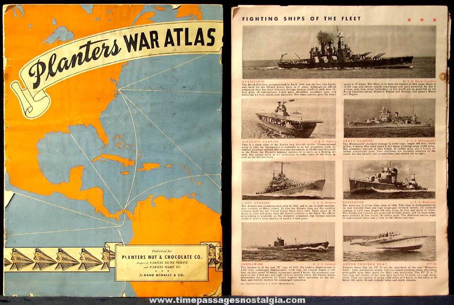 1940s World War II Planters Nut & Chocolate Company Advertising Premium War Atlas Booklet