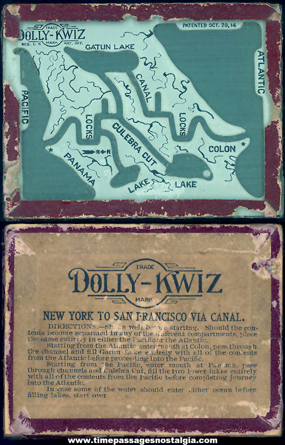 Early 1900s Dolly Kwiz New York To San Francisco Via Panama Canal Dexterity Puzzle Game