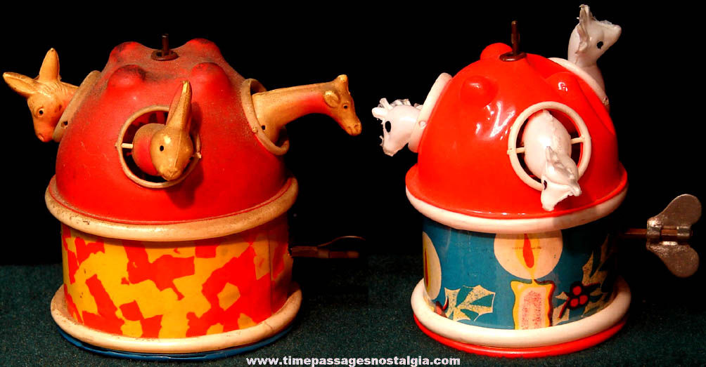 (2) Similar Old Colorful Celluloid Wind Up Mechanical Animal Toys