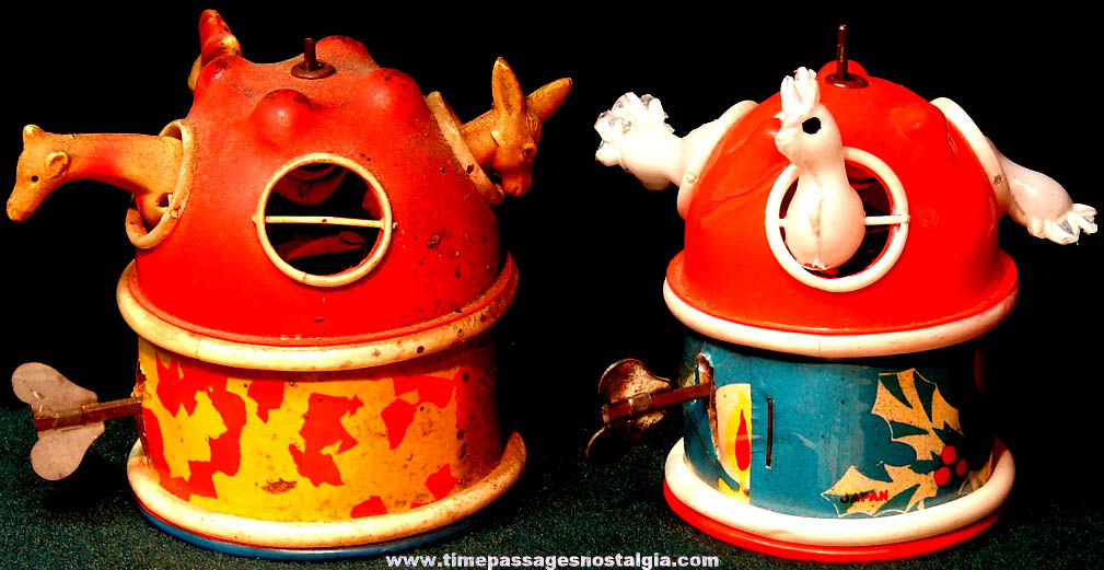 (2) Similar Old Colorful Celluloid Wind Up Mechanical Animal Toys